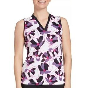 Slazenger Nightfall Plum Floral Golf Top New XS